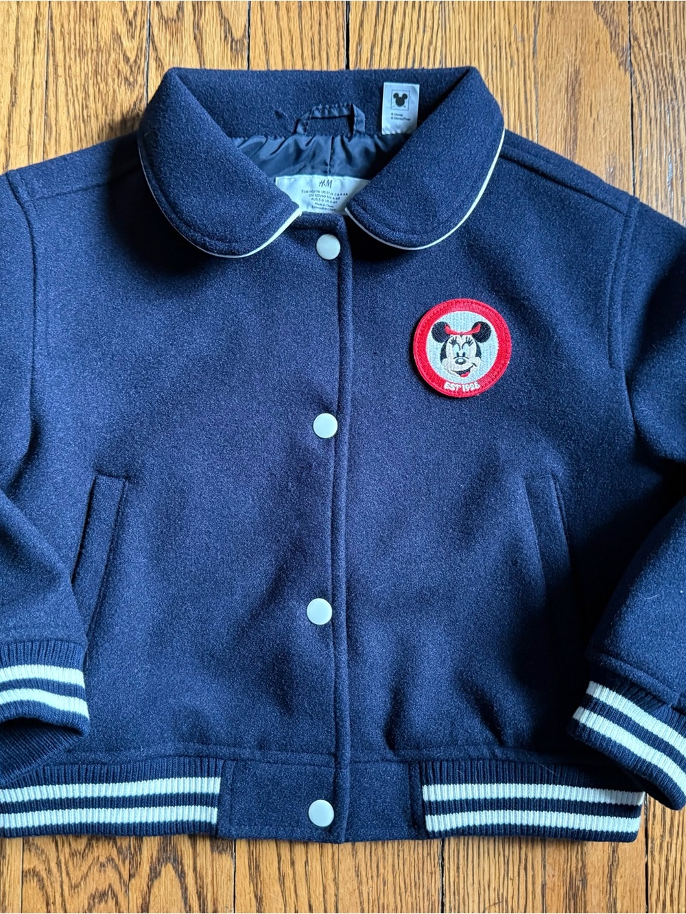 H&M Kids Navy Disney Minnie Embroidered Patch Jacket